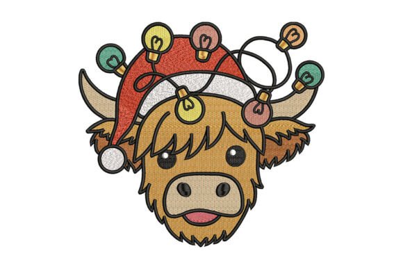 Christmas Highland Cow Embroidery: A Festive Design for Crafters