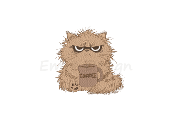 Crazy Cat with Coffee Embroidery Design Review