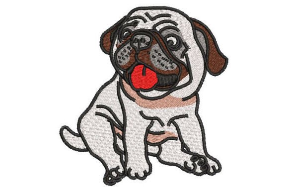 Cute Pug Dog Embroidery Design for Handmade Gifts