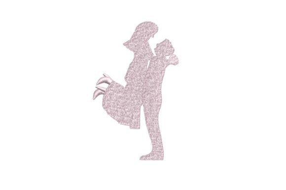 Elegant Wedding Couple Silhouette Embroidery Design