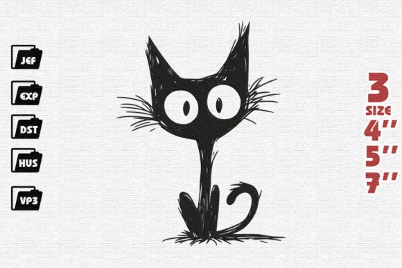 Scruffy Black Cat Sketch Embroidery Review for Real Projects
