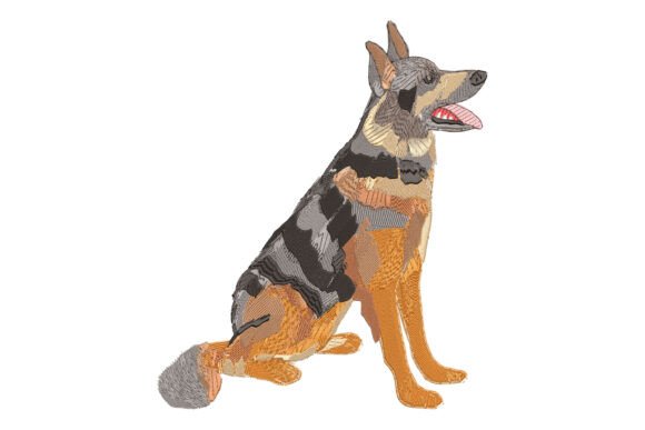 Sitting German Shepherd Embroidery: A Timeless Design for Personalized Projects