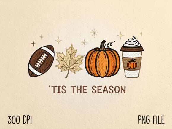 ’Tis the Season Embroidery Autumn PNG